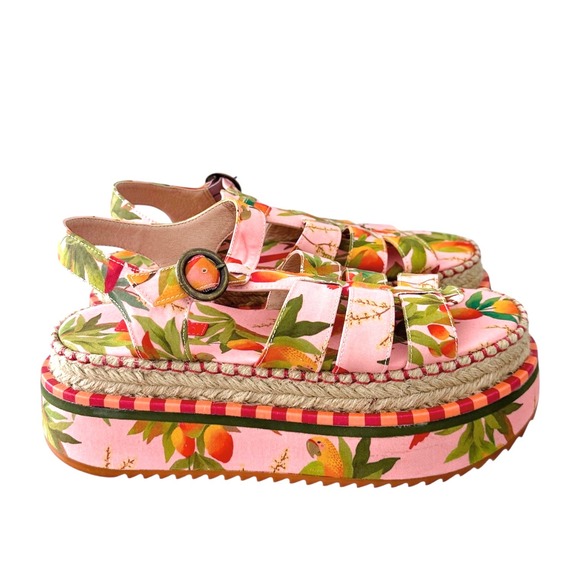 Farm Rio Mango Trees Platform Espadrille Sandals 8/39 - Picture 8 of 11